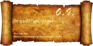 Országh Irma névjegykártya